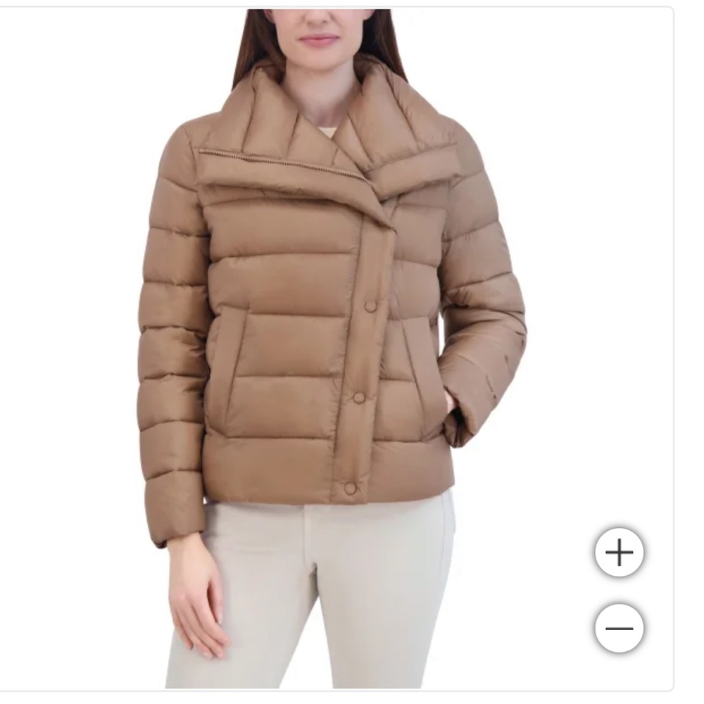 Tahari Ladies' Asymmetrical warm Puffer Jacket Women's Tan new